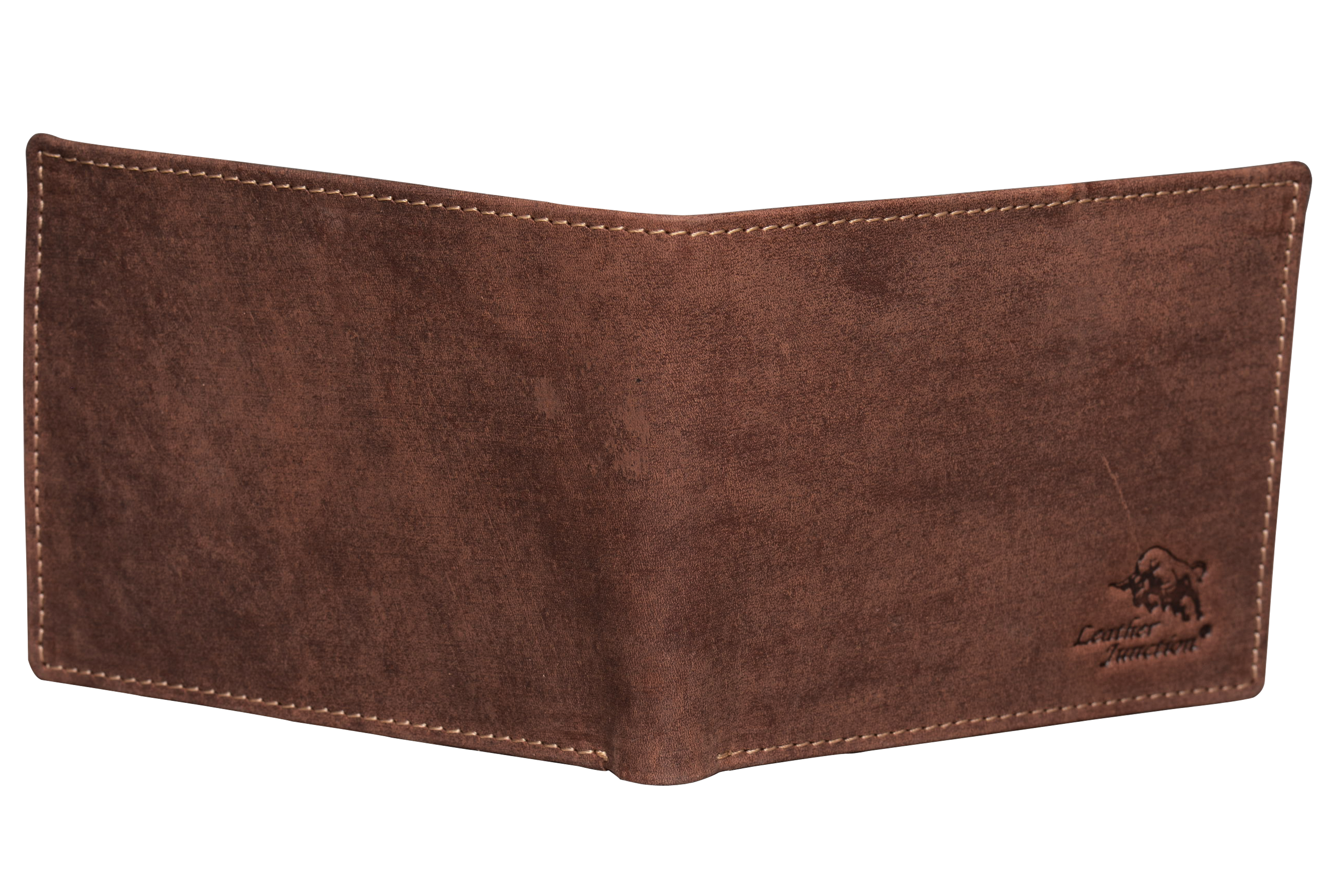 Bifold Leather Wallet - Hunter Leather, 24x9x3 Cm, Brown Color, Bi-fold Design, Suede Lining, Stylish & Durable Gifting Option