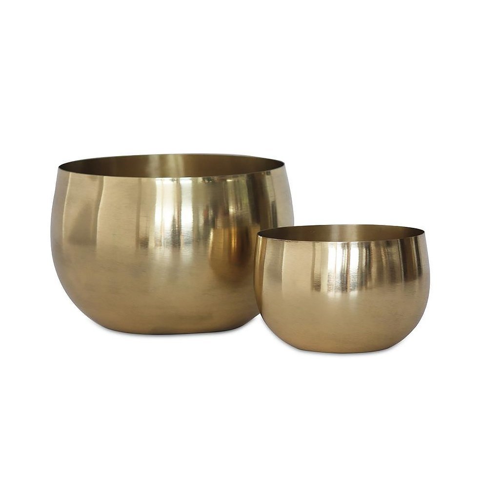 Citta Gava Planter Set Of 2 Brass Dimensions: 12a 11/19x16cmh Centimeter (Cm)