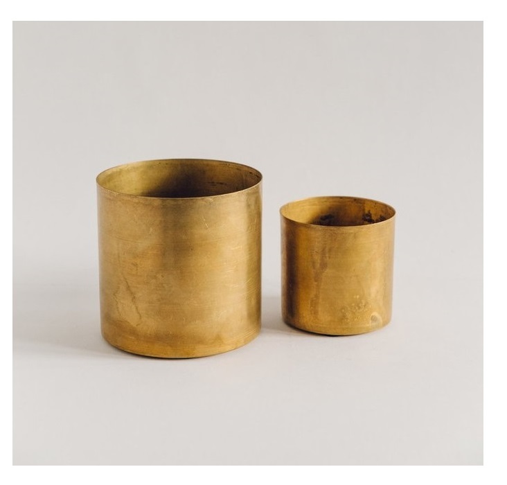Citta Gava Planter Set Of 2 Brass Dimensions: 12a 11/19x16cmh Centimeter (Cm)