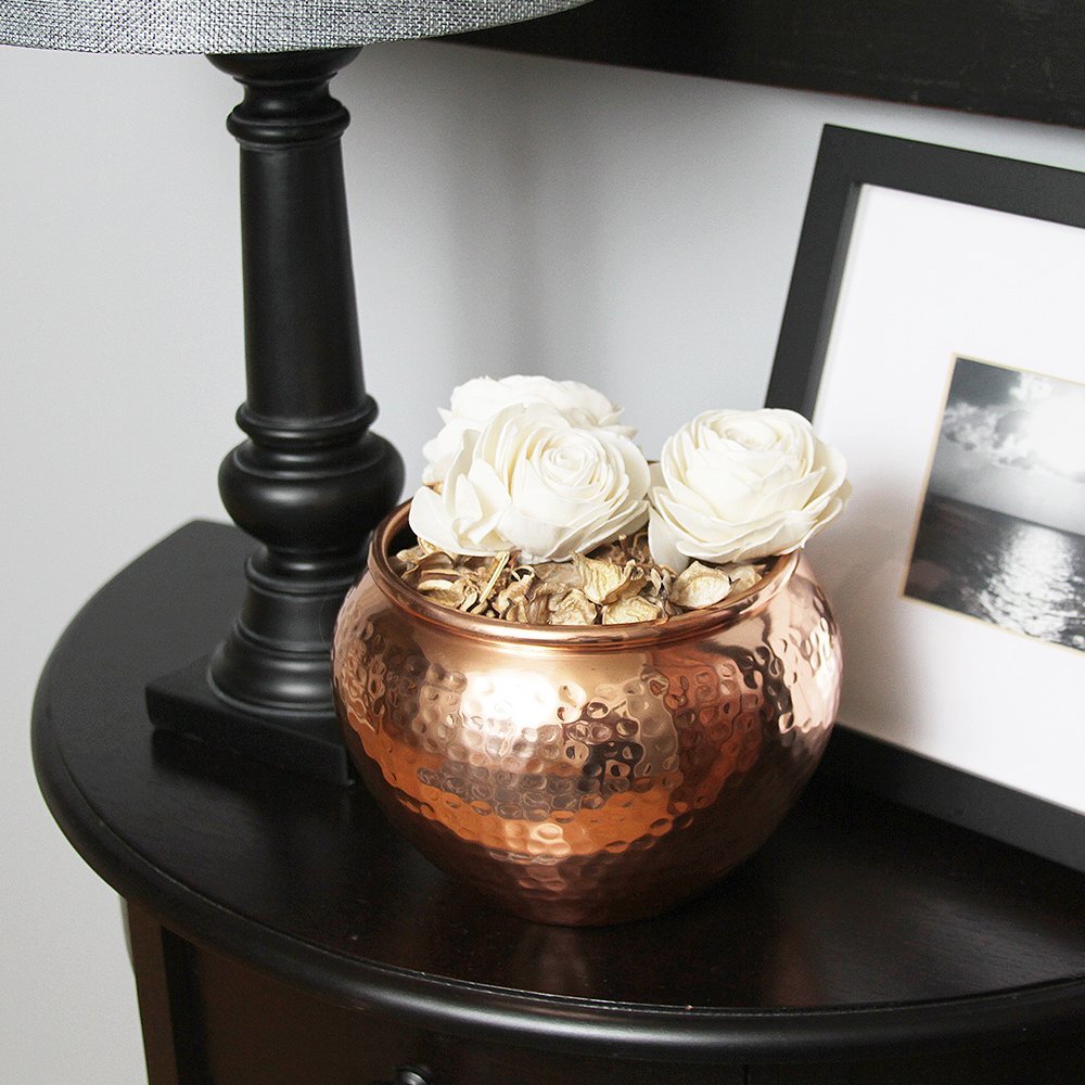Hammered Solid Copper Small Vase Planter Dimensions: 18x19x14 Inch (In)