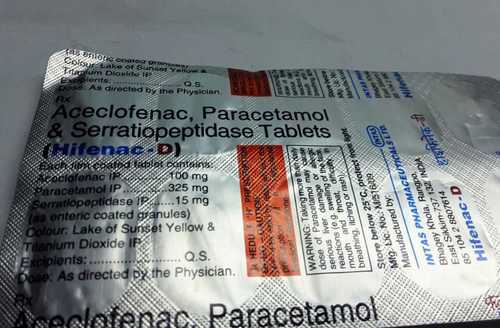 Aceclofenac Paracetamol Serratiopepdase Tablets Specific Drug