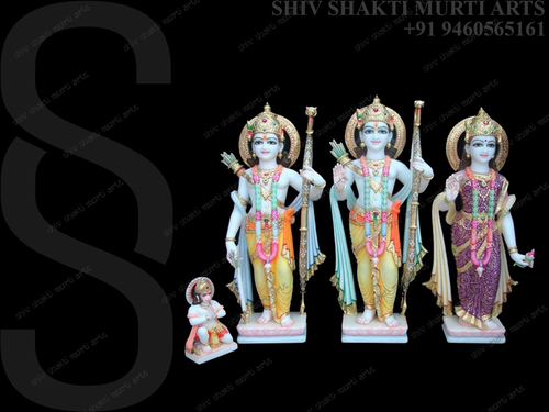 Ram Darbar Marble Statue - Premium Quality Marble, 18 Inches Tall , Exquisite Indian Religious Artistry in Hinduism Theme