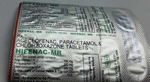 HIFENAC MR Tablets - 100-500 mg Aceclofenac & Paracetamol | General Medicines, Suitable for All, Store in Cool Place