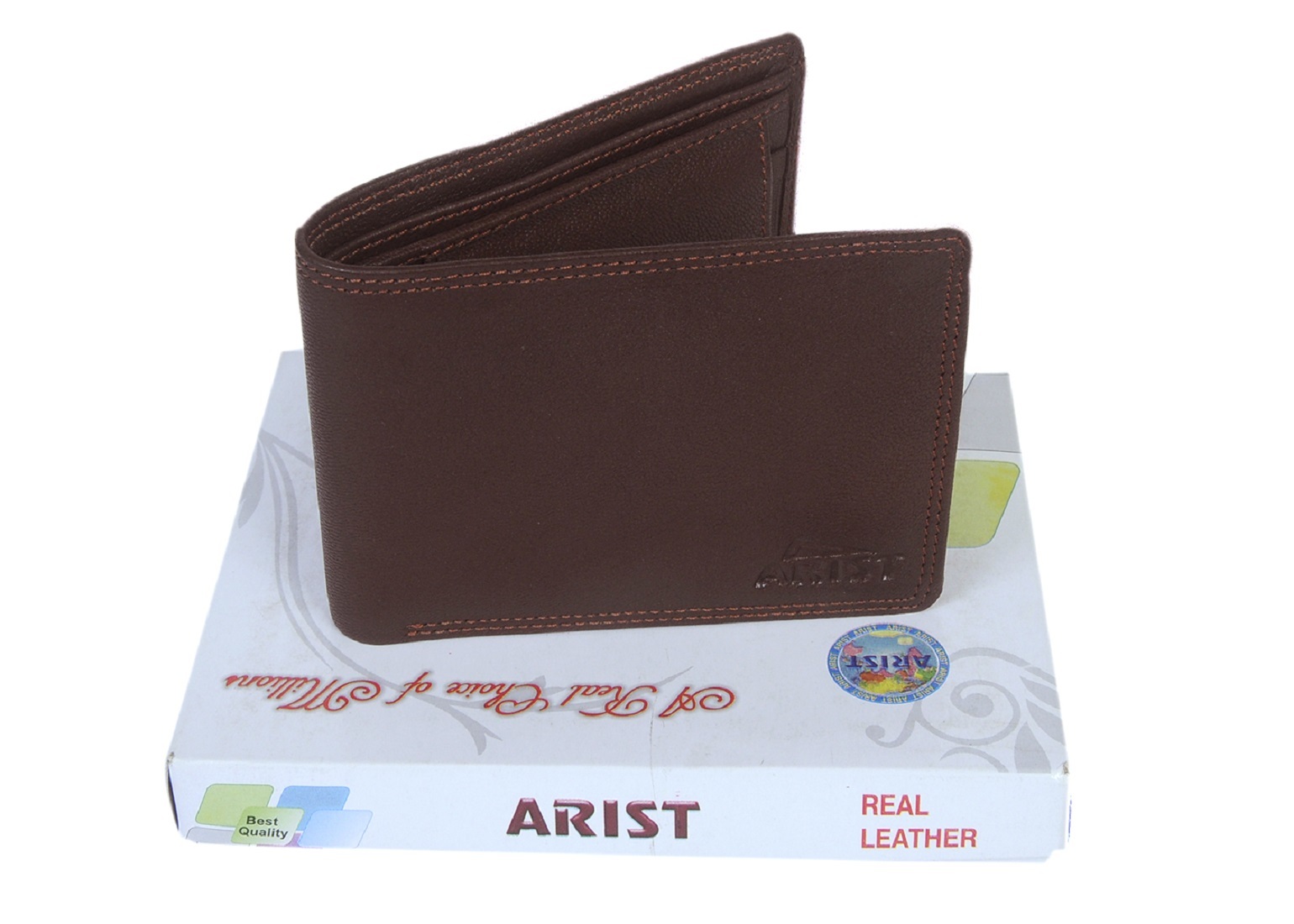 Men's Leather Wallet - Goat Leather, Elegant Hand-stitched Design With Natural Color Variation