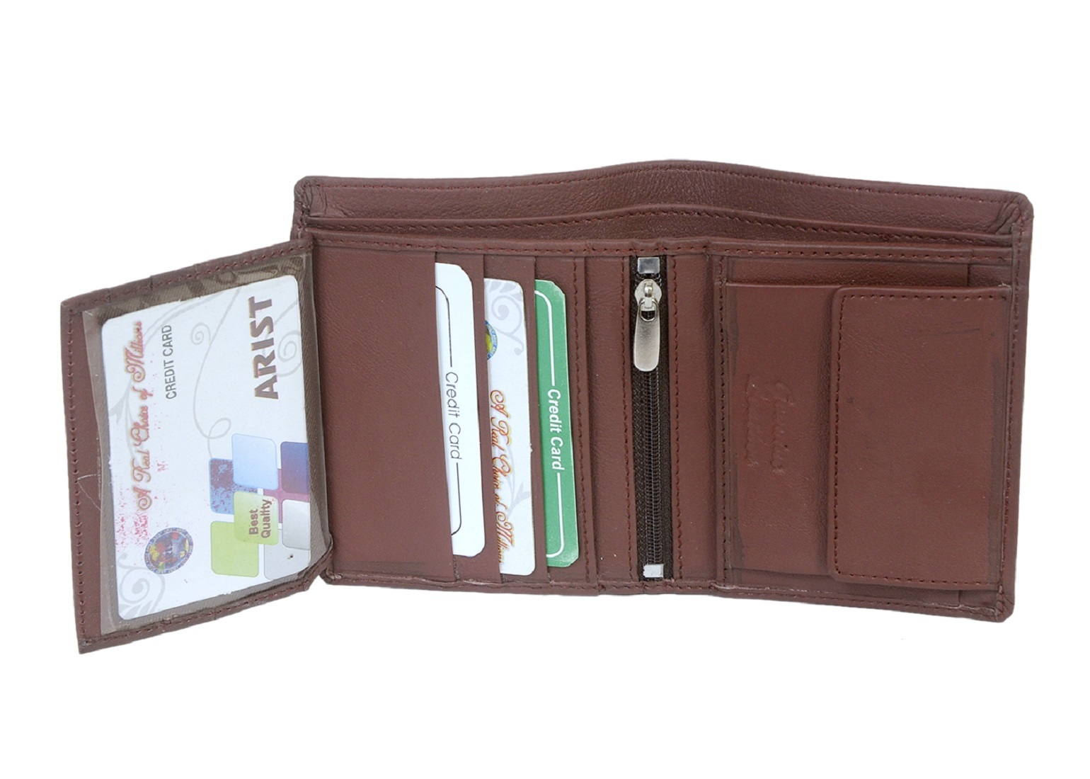 Notecase Brown Leather Wallet With Zip