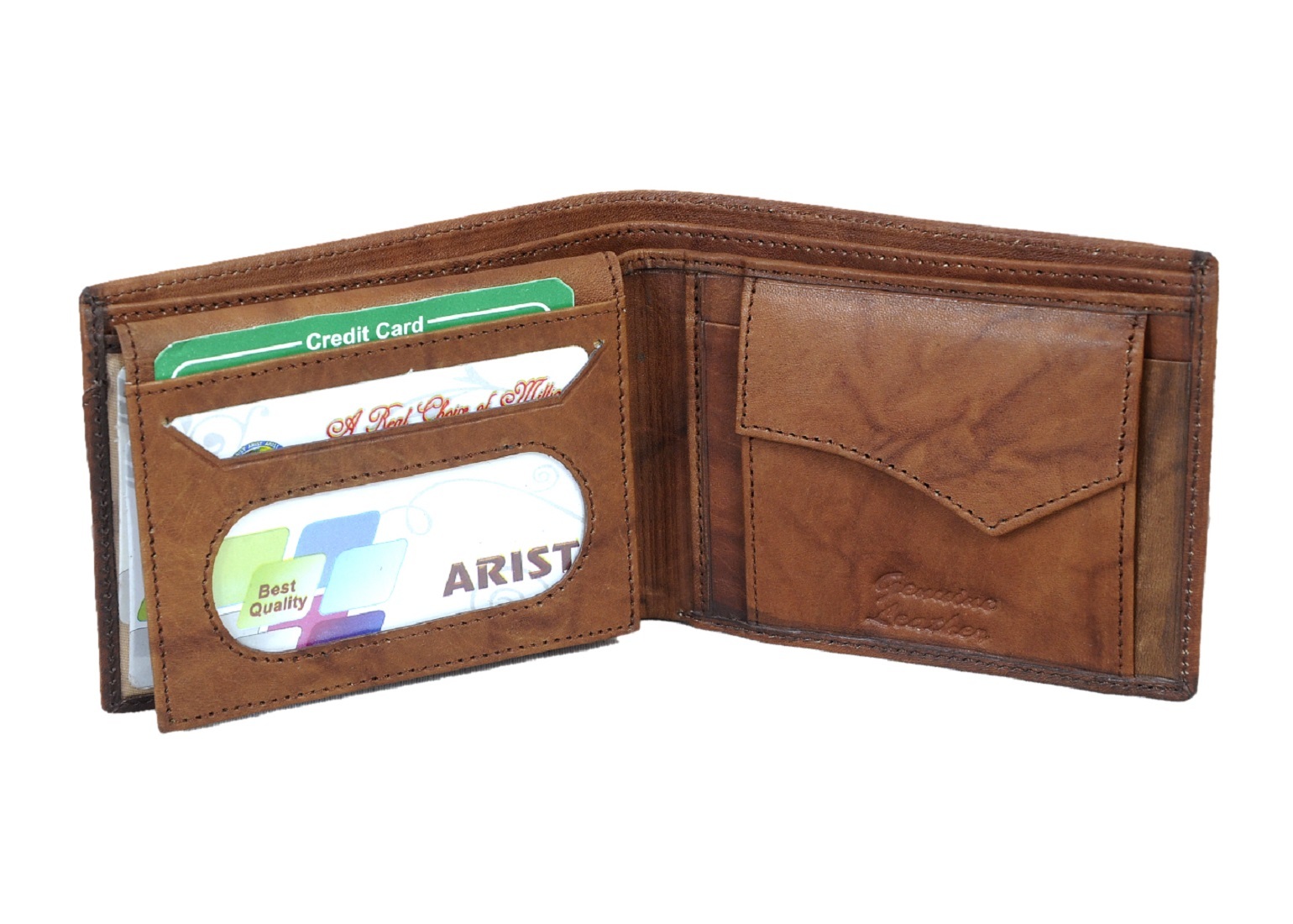 Designer Leather Wallet - Mathani Leather | Elegant Hand-stitched, Natural Color Variation, Lightweight, Ages Beautifully With Use