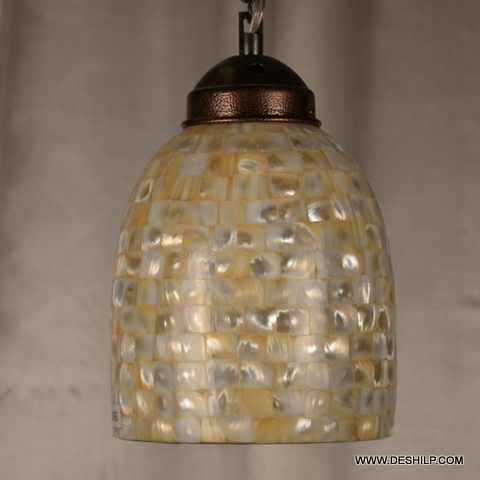 Mixed Star Hanging Lamp - Glass & Metal, 5x10 - 7x12 Inches, Yellow Mosaic Finish | Handmade Modern Art Design, Perfect For Indoor & Outdoor Decor