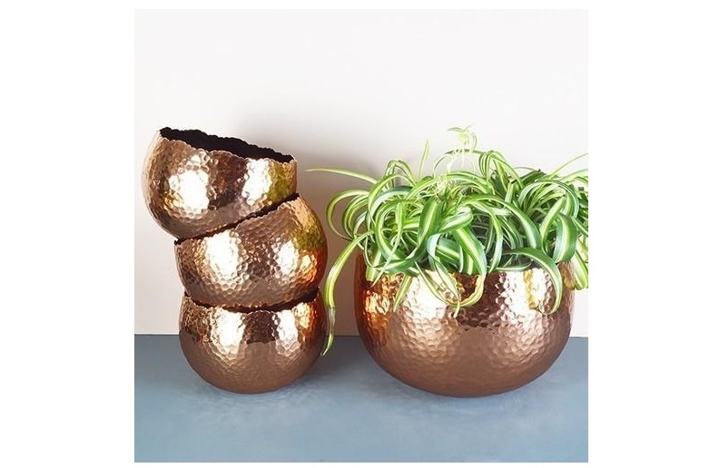 Black Nickel Antique Hammered Planter Set Of 3 Use: For Balcony Decor