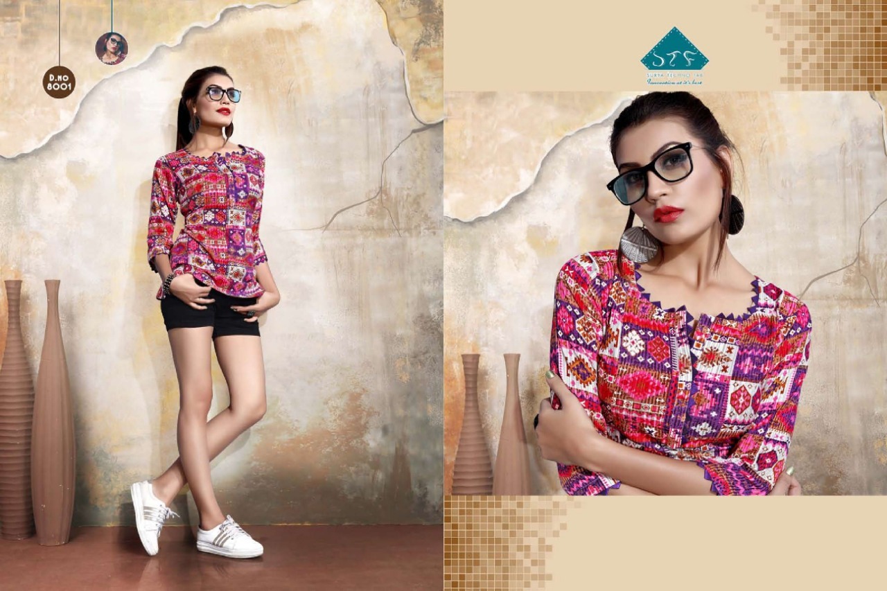 8 Colors Mix Designer Printed Short Top