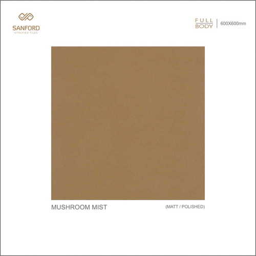 Polished Glazed Vitrified Tiles - Ceramic, 600x600 mm, Brown/Tan Color, 9.5 mm Thickness | Glossy & Rustic Finish, Ideal for Roof Applications