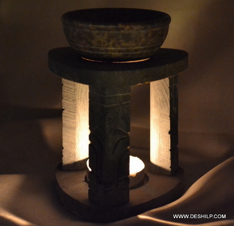Glass Pillar Shape Aroma Oil Burner Candle