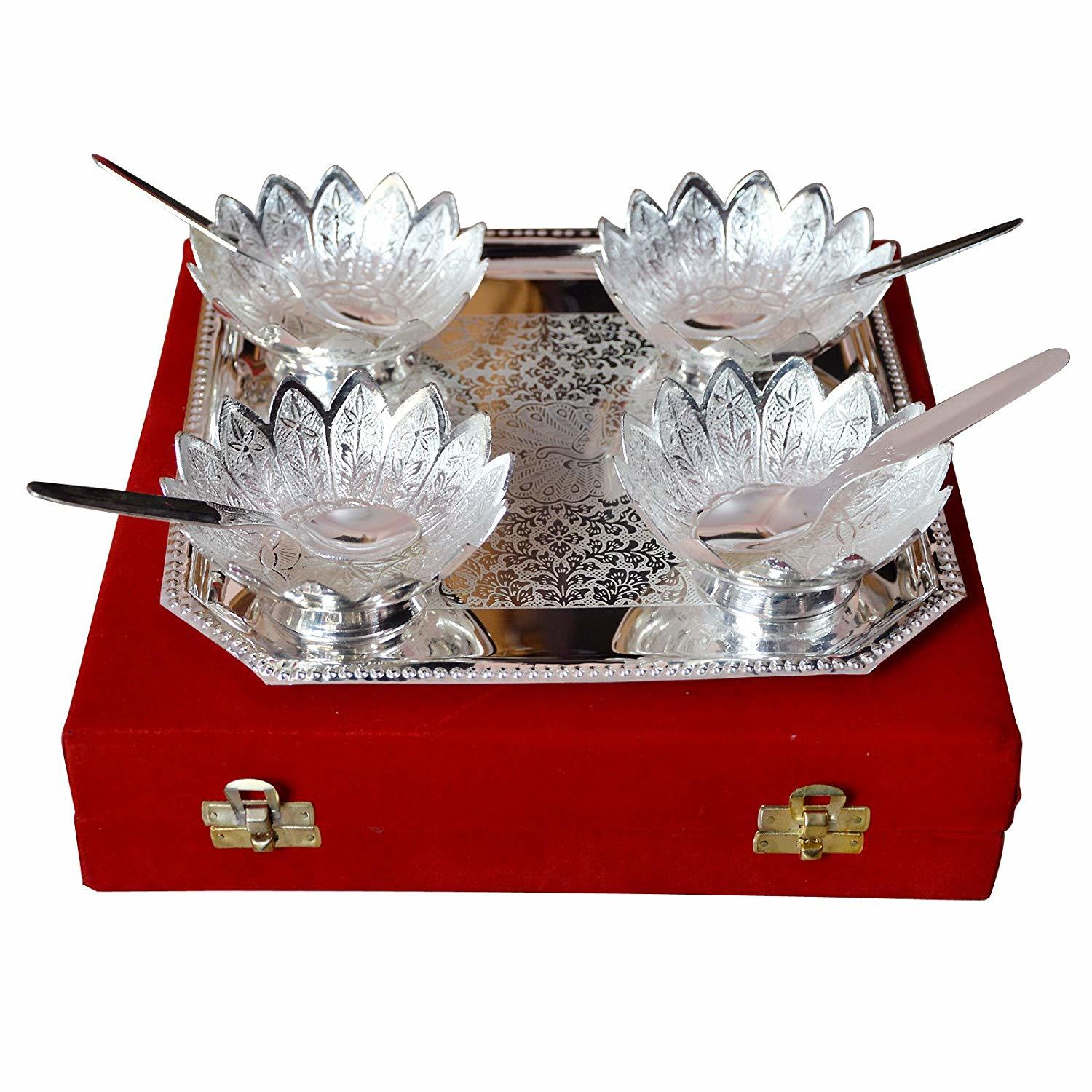 Silver Plated Brass Bowl Set Of 9 Pcs Size: As Per Buyer Requirement