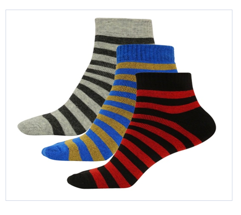 Ladies Full Ankle Socks - Polyester Cotton Blend, Medium Size, Mixed Color, Striped Pattern | Soft And Comfortable, Breathable Texture, Easy To Wash
