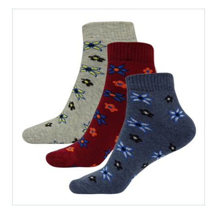 Ladies Full Ankle Socks - Polyester Cotton Blend, Medium Size, Mixed Color, Striped Pattern | Soft And Comfortable, Breathable Texture, Easy To Wash