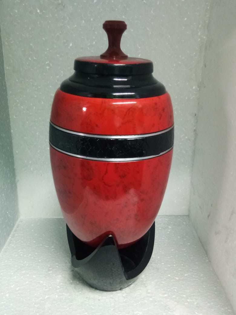 Enamel Infinity Red Raku Cremation Urn With Pedestal