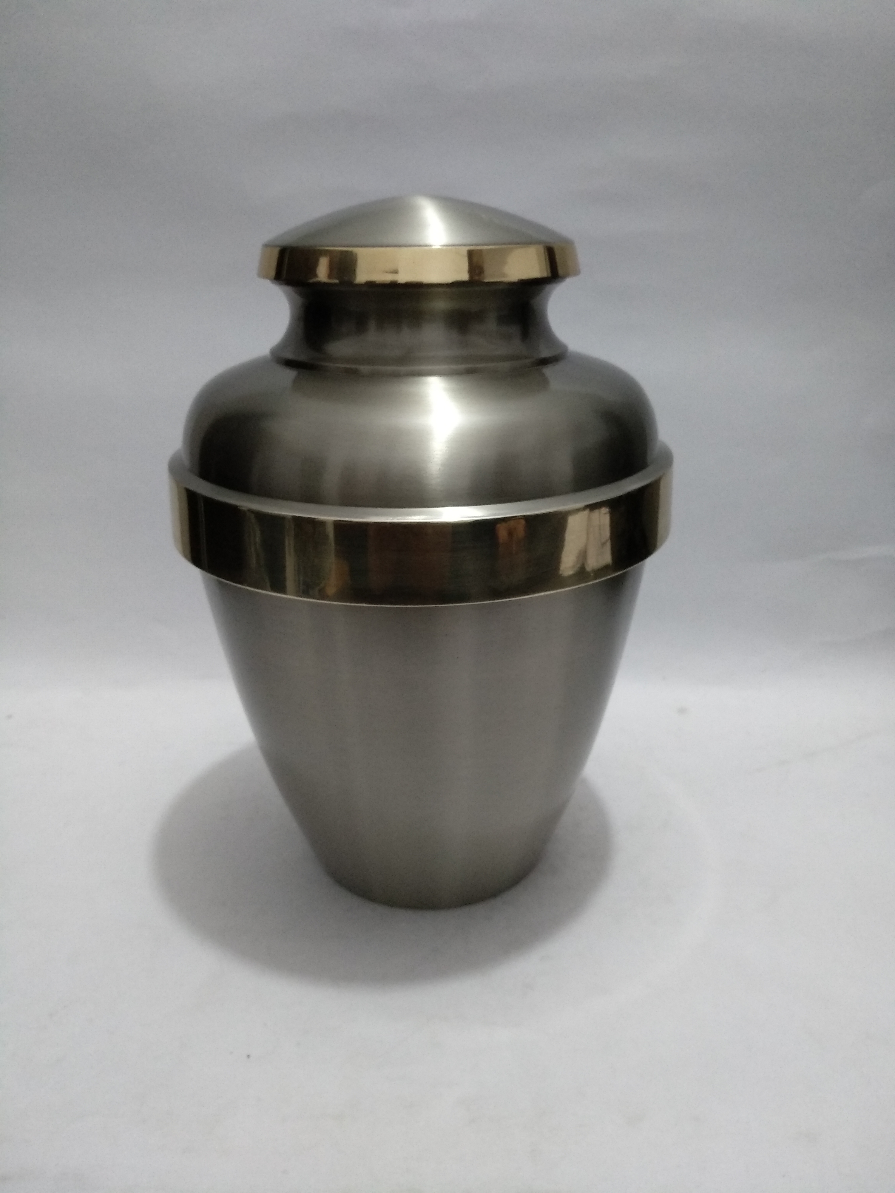 Rose Mother Of Pearl Cremation Urn - Metal, Customize Size, Shiny Blue Color - Enamel Finish, Religious Style