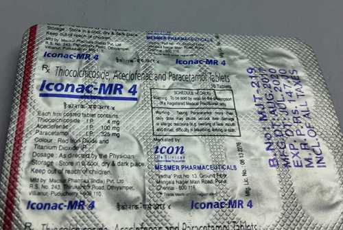 Thiocoldchoside Aceclofenac Paracetamol Tablets General Medicines