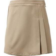 Plated Skirt - Polyester, Multiple Sizes - Brown, Knee-length, Elastic Waist, Zipper Closure, Machine Washable