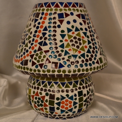 Multicolor Mosaic Finish Glass Table Lamp