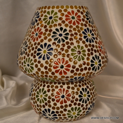 Multicolor Yellow Effect Table Lamp With Mosaic Finish