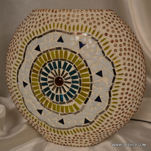 Yellow And Blue Decor Mosaic Glass Table Lamp