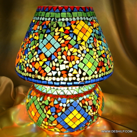 Multicolor Small Glass Mosaic Table Lamp