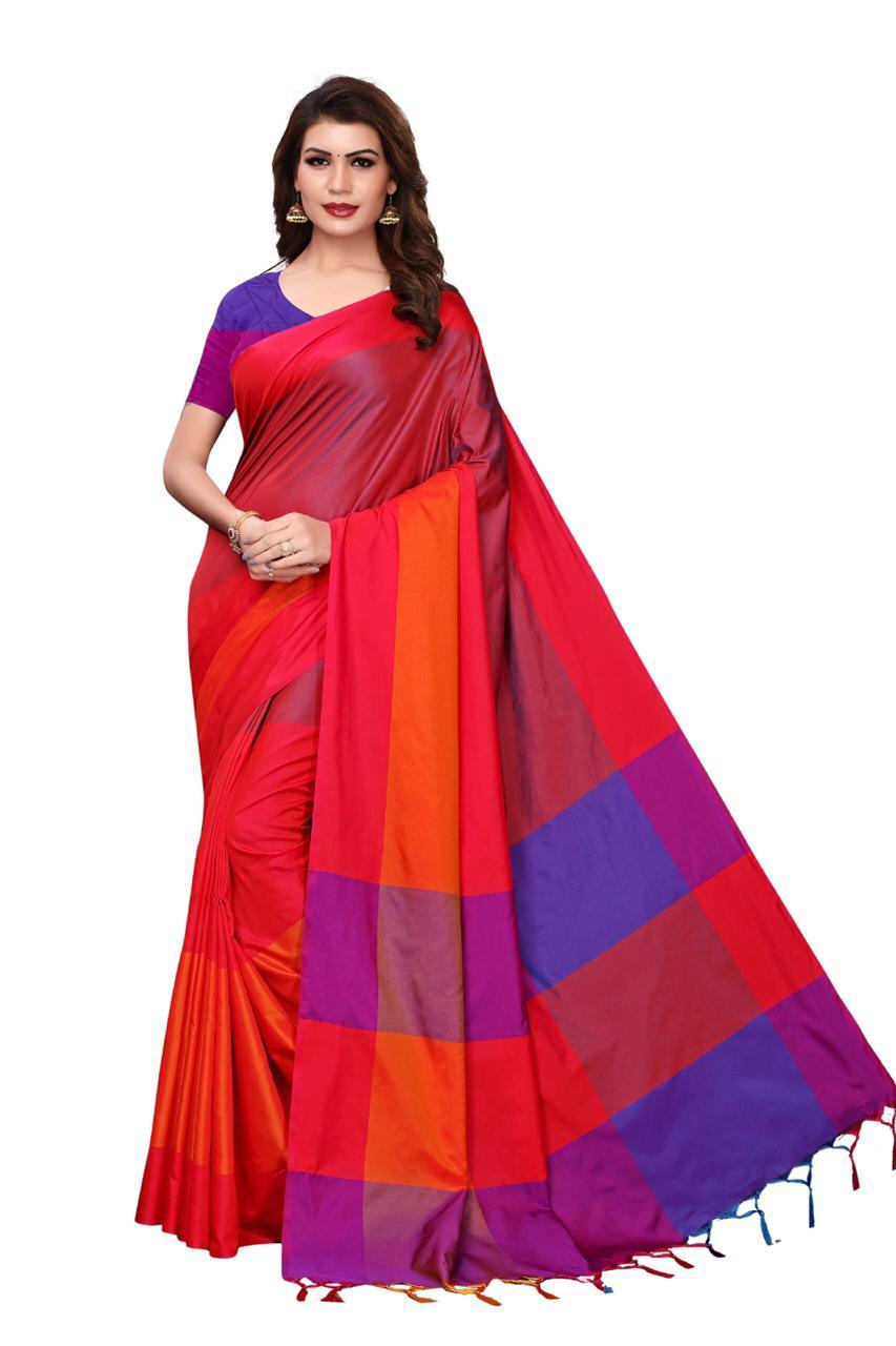 New Design In Cotton With Two Tone - Cotton Silk Fabric Multicolour Printed Pattern | Unique Indian Style Contemporary Two Tone Design