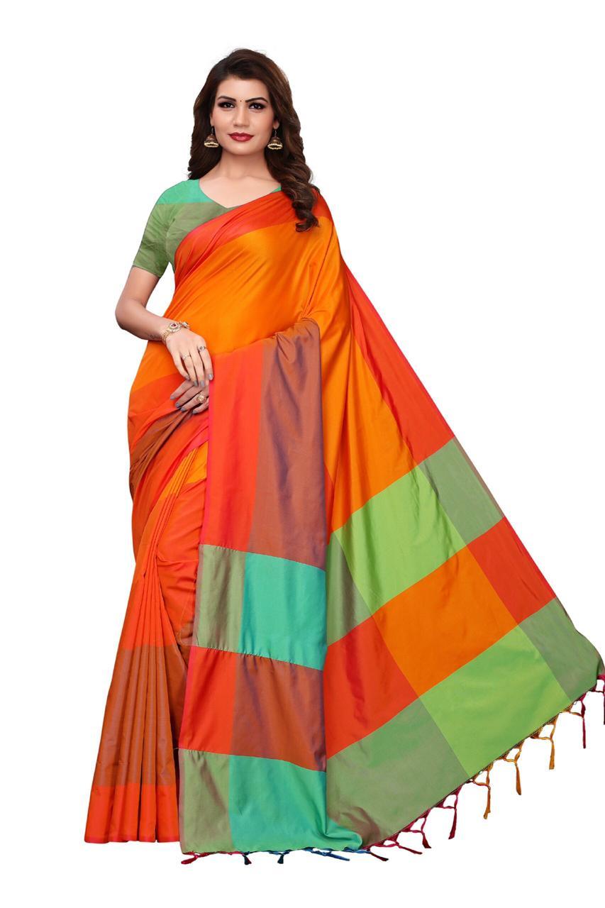 New Design In Cotton With Two Tone - Cotton Silk Fabric Multicolour Printed Pattern | Unique Indian Style Contemporary Two Tone Design