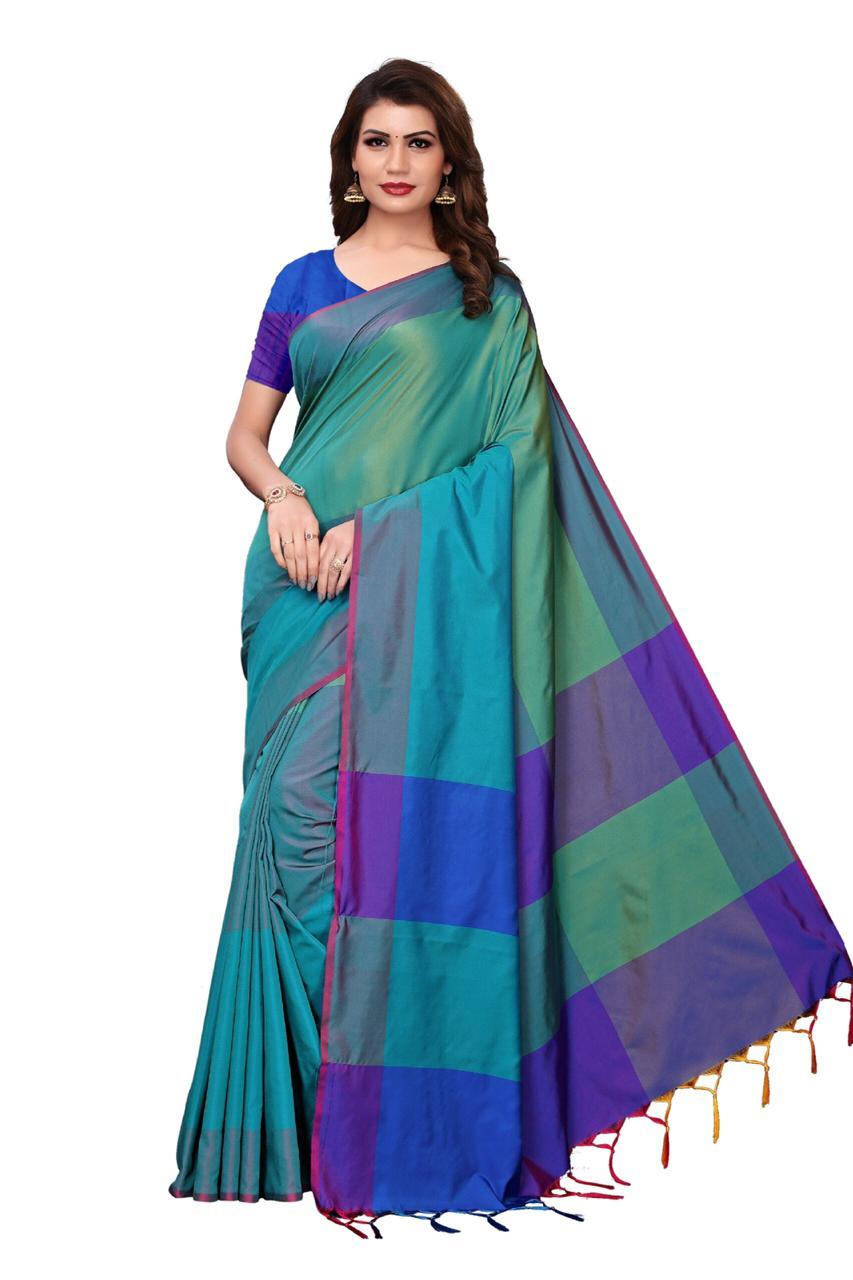 New Design In Cotton With Two Tone - Cotton Silk Fabric Multicolour Printed Pattern | Unique Indian Style Contemporary Two Tone Design