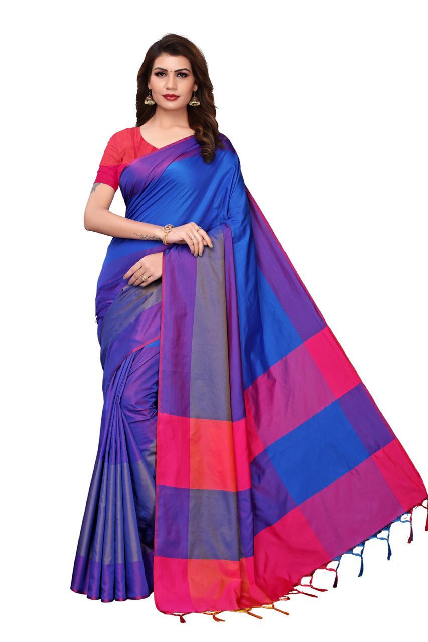New Design In Cotton With Two Tone - Cotton Silk Fabric Multicolour Printed Pattern | Unique Indian Style Contemporary Two Tone Design