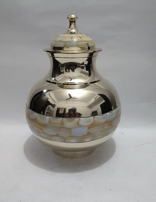 American Silver & Gold Brass Metal Cremation Urn