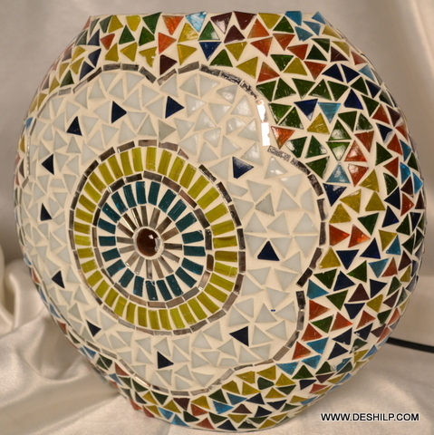 Multicolor Purse Shape Mosaic Glass Table Lamp