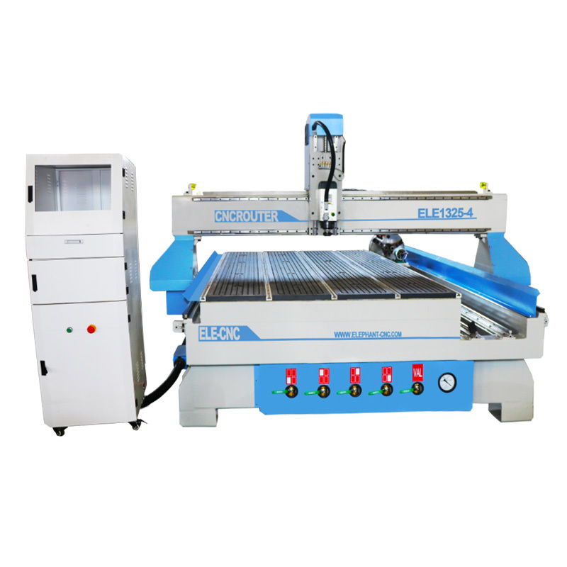 Vacuum Cleaning System Wood Rotary Cutting Machine , Cnc Router 1325 4 Axis Woodworking Cnc Milling Machine