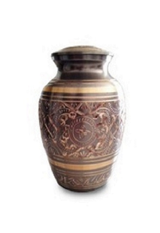 Metal Black & Gold Brass Funeral Urn