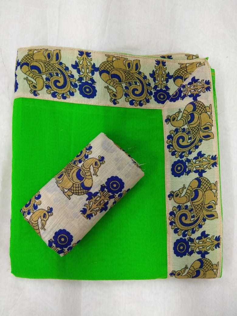 Fancy Chanderi Cotton Saree - 5.50 Mtrs Length, Multicolour Floral Print | Cotton Silk With Hand Embroidery, Blouse Length 0.80 Mtrs
