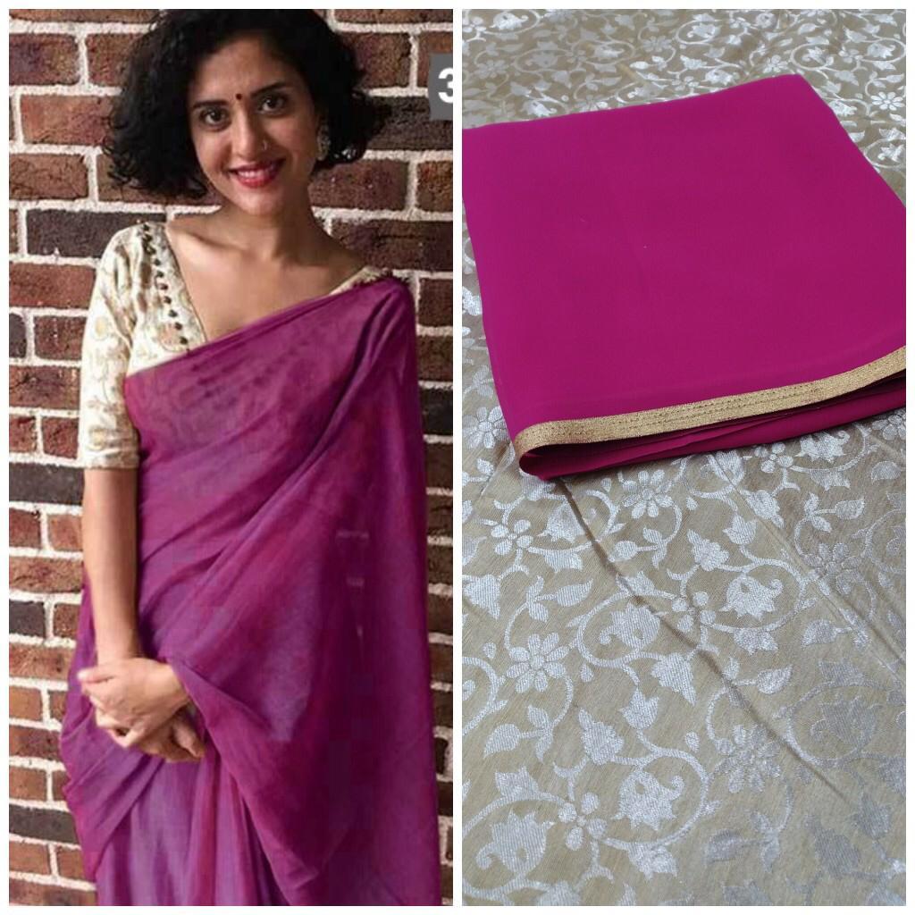 Multi Plain Saree