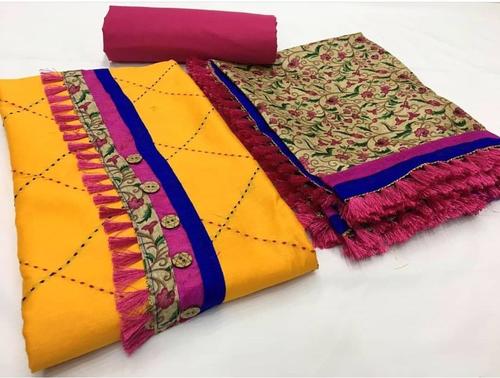 Simple Dress Materials - Top Modal with Katha Lining, Customized Size, Multy Color | Woolen Fabric, Anti-Wrinkle, Washable, Embroidered Pattern
