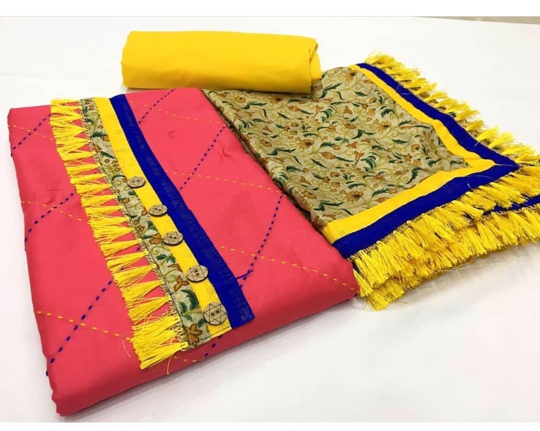 Simple Dress Materials - Top Modal With Katha Lining, Customized Size, Multy Color | Woolen Fabric, Anti-wrinkle, Washable, Embroidered Pattern