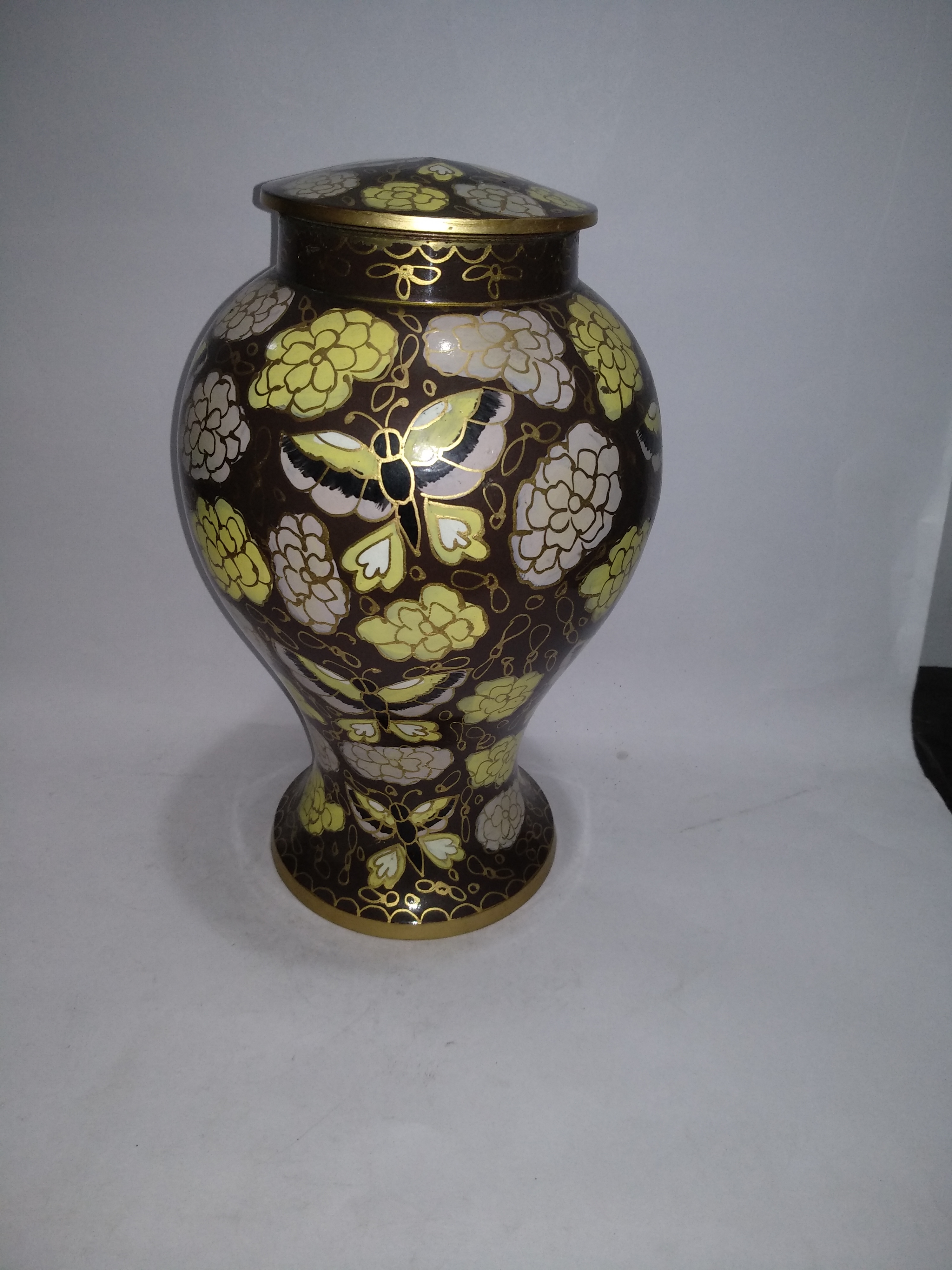 Blue Butterfly Cloissone Metal Cremation Urn