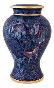 Blue Butterfly Cloissone Metal Cremation Urn