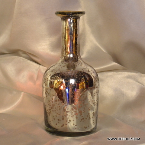 Glass Decor Antique Flower Vase - Glass Material, Height 21cm, Bottom & Top Diameter 10cm | Customized Colors, Designs, Shapes, Antique Crackle Effect