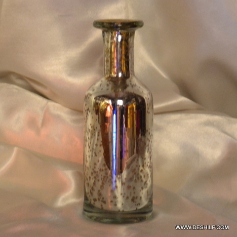 Small Glass Silver Flower Vase Bottom Diameter: 7  Centimeter (Cm)