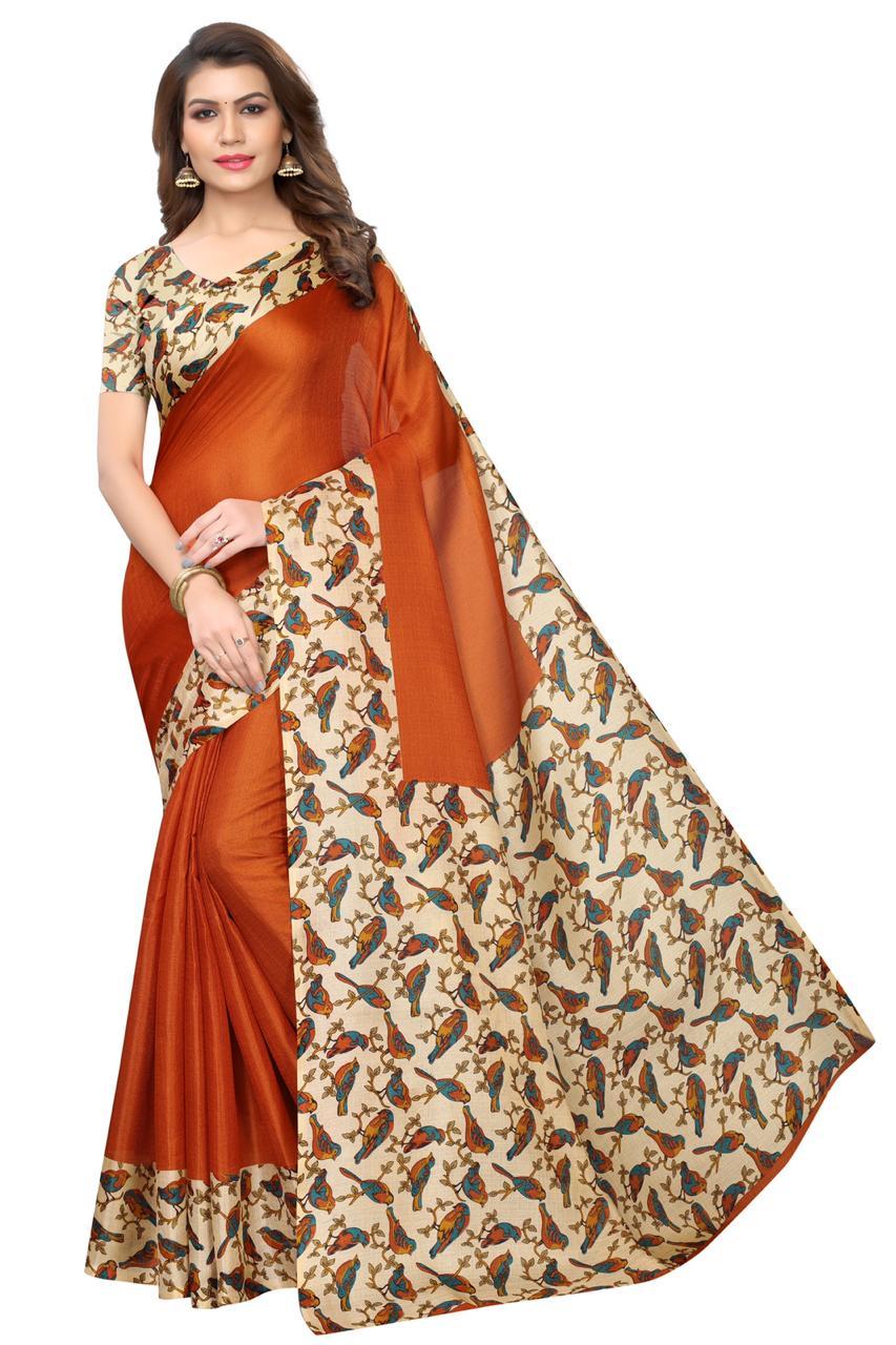 New Design Saree In Silk - Khadi Fabric, 5.5 Mtr Length, Multicolour Print | Features Elegant Patch Work, Unique Indian Style