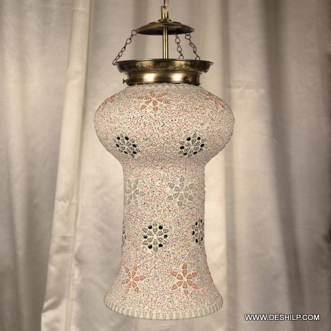 Golden Mosaic Finish Glass Wall Hanging Lamp