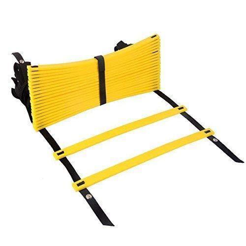 Apg Flat Regular Adjustable Speed Agility Ladder (8m With 20 Rungs) - Plastic Rungs, Yellow Color, Waterproof, Dustproof | Enhances Speed, Strength And Coordination