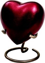 Enamel Classic Red Heart Keepsake Urn With Stand