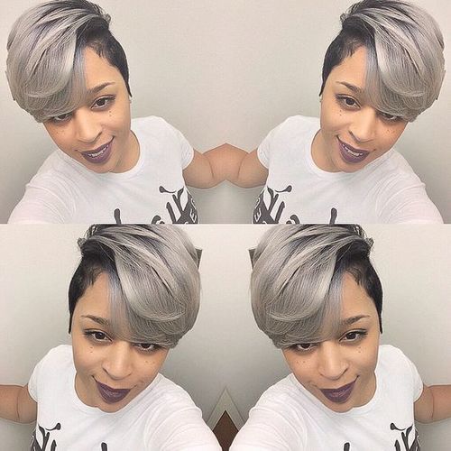 Weaving Black And Gray Short Bob