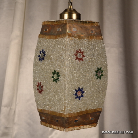 White And Multicolor Handmade Decorated Glass Wall Hanging