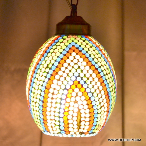 मल्टीकलर मल्टी मोज़ेक ग्लास वॉल हैंगिंग लैंप