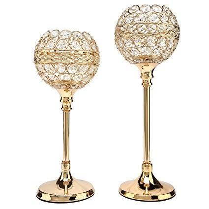 Silver Crystal Candle Stand Holder